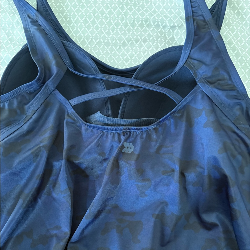 New All in Motion Blue Camouflage Tankini Top Size 20W - Picture 9 of 9